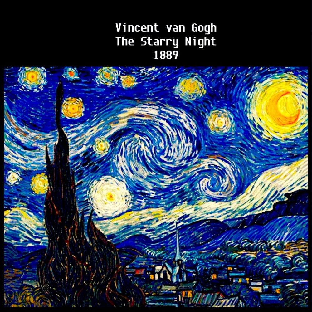 Abstract Art Tee, Black, Van Gogh Starry Night, S - Picture 6 of 6
